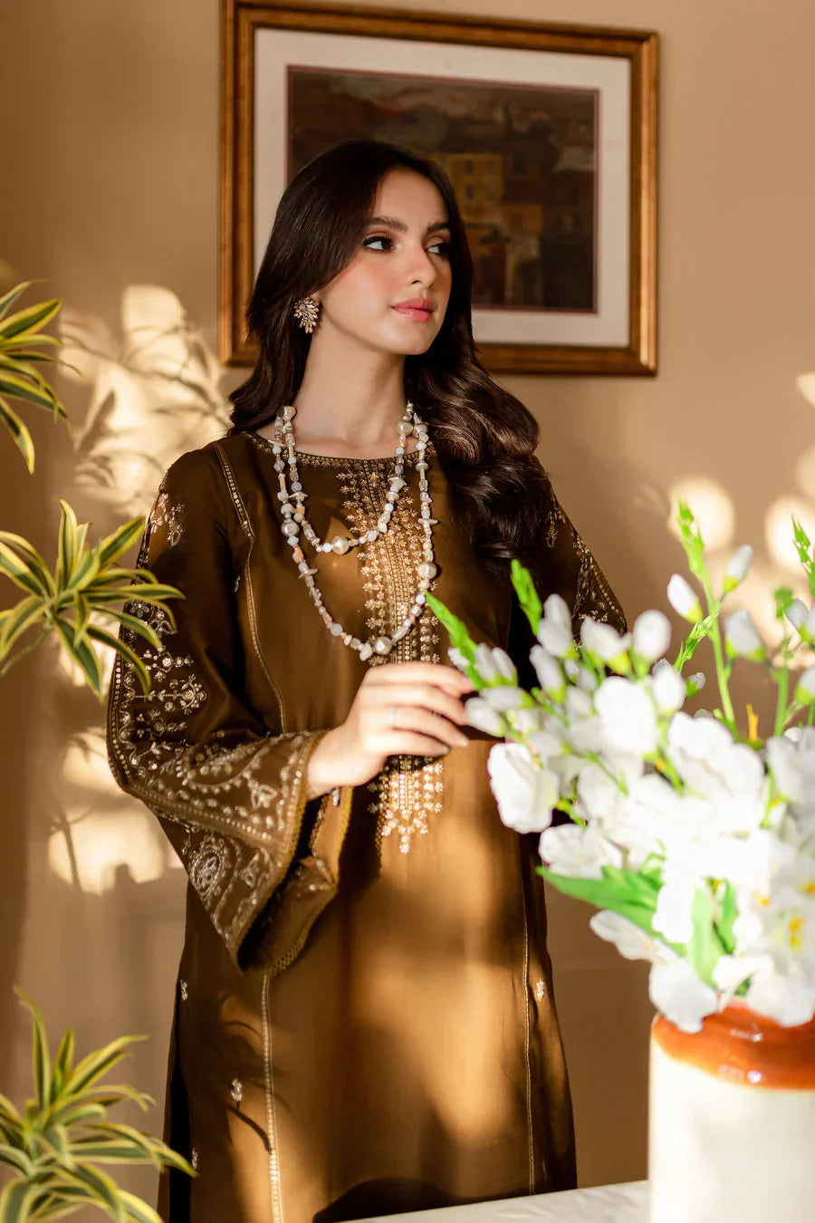 Green 2Pc - Embroidered Dress