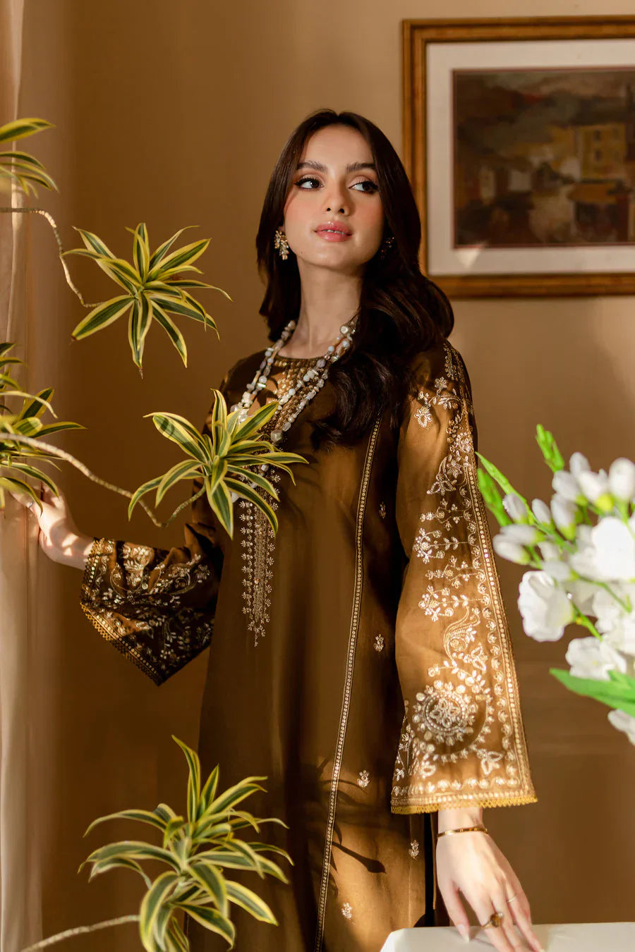 Green 2Pc - Embroidered Dress