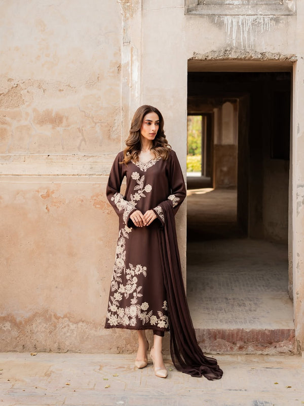 Mahzaib - 3pc Embroidred Suit - Premium Fabric