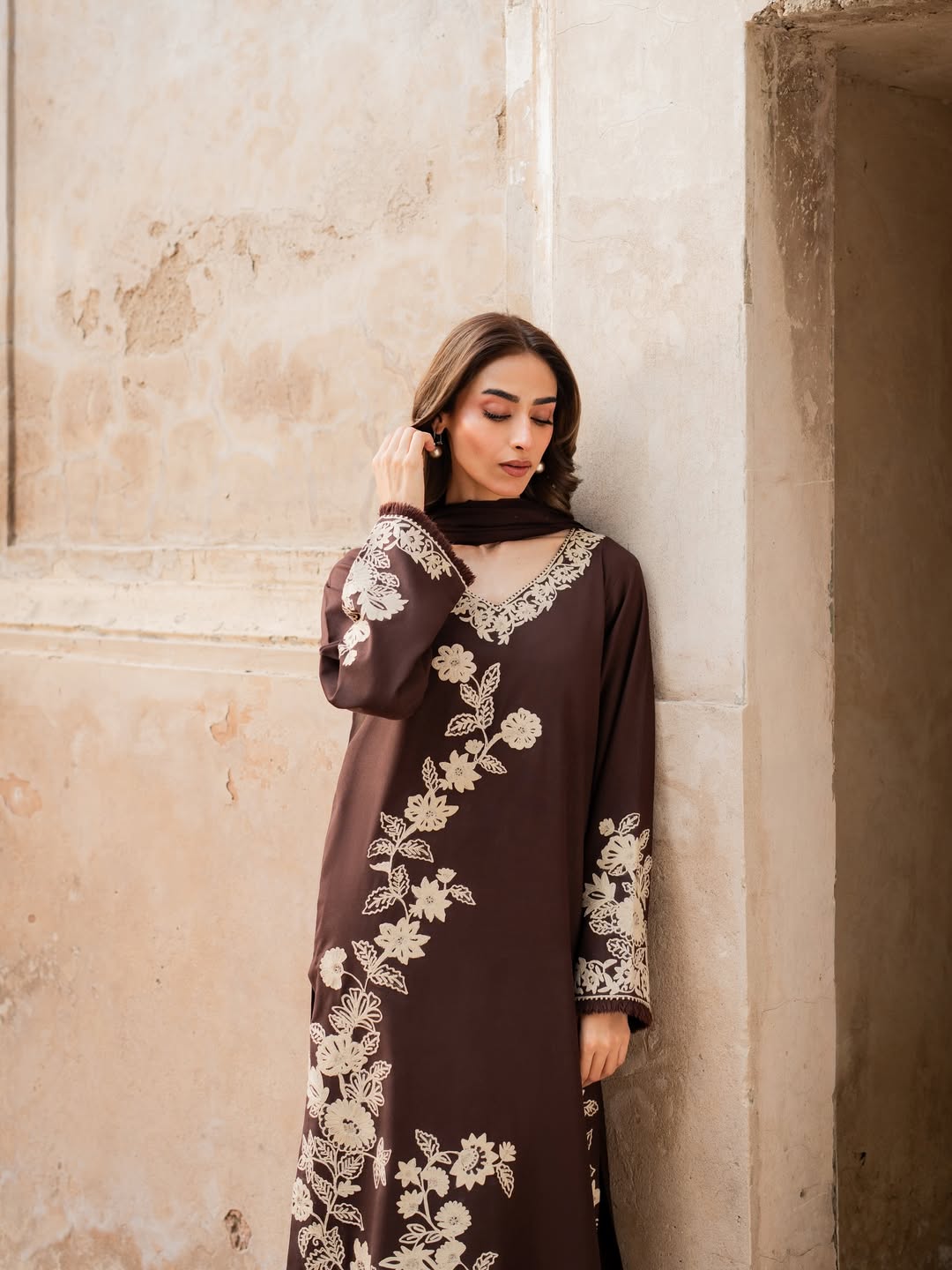 Mahzaib - 3pc Embroidred Suit - Premium Fabric