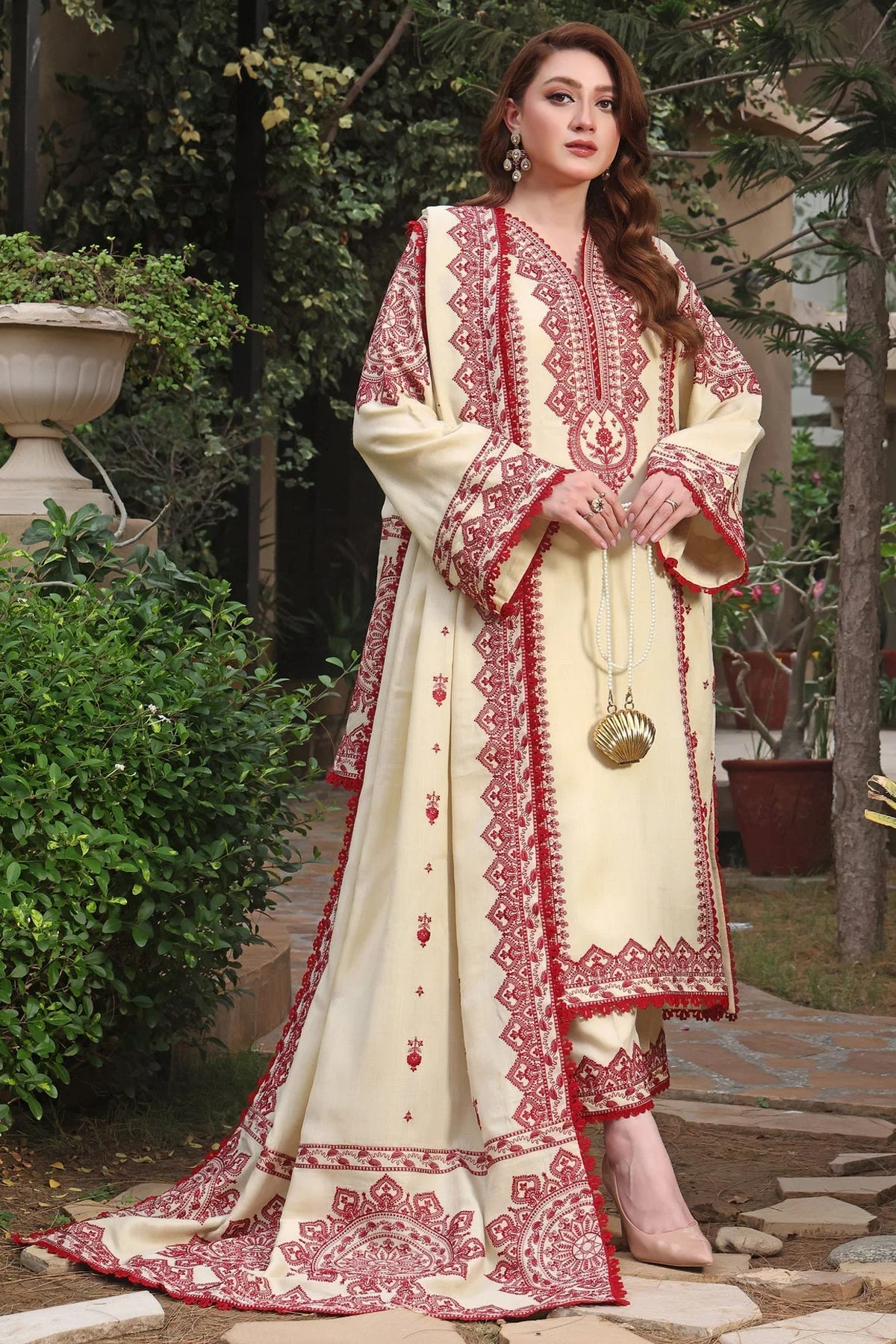 Safa 3Pc- Embroidered Dress